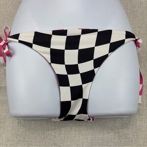 Solid & Striped WAVY CHECK Reversible Side Tie Bikini Swim Bottom Small